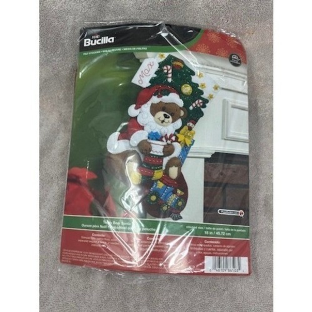Bucilla Teddy‎ Bear Santa Felt Christmas Stocking Kit 18 Inch HB86503 DIY New